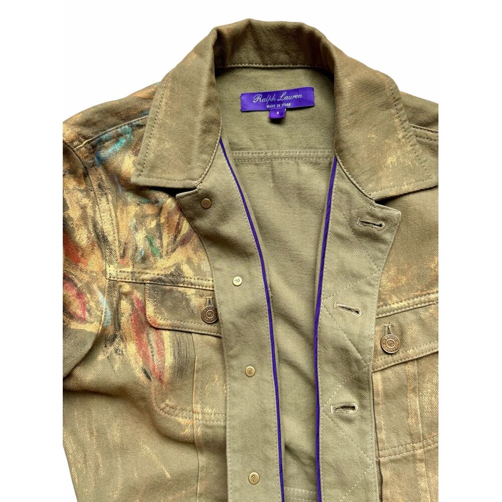 Ralph Lauren Collection Purple Label Bacall Hand Painted Utility Jacket Size 8 - Picture 14 of 16